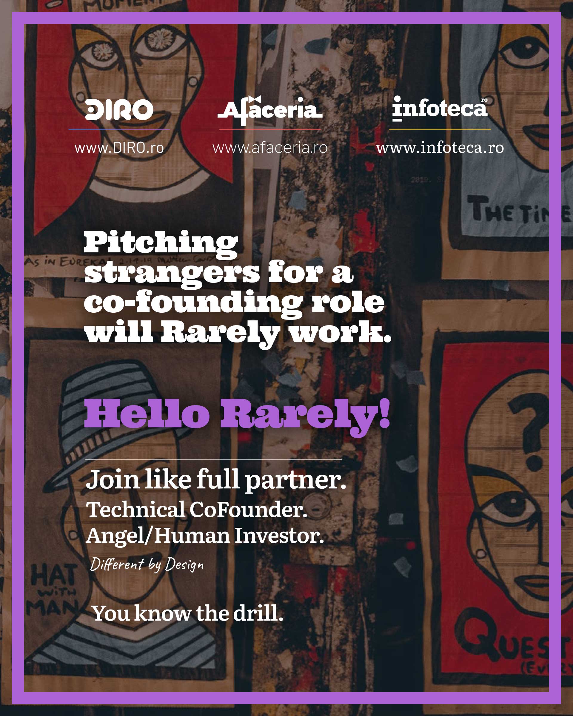 Pitching strangers for a co-founding role will Rarely work. Hello Rarely!